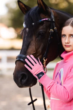 Horze Finola Kid's Glitter Riding Gloves -Equestrian Supplies 31756 353 06