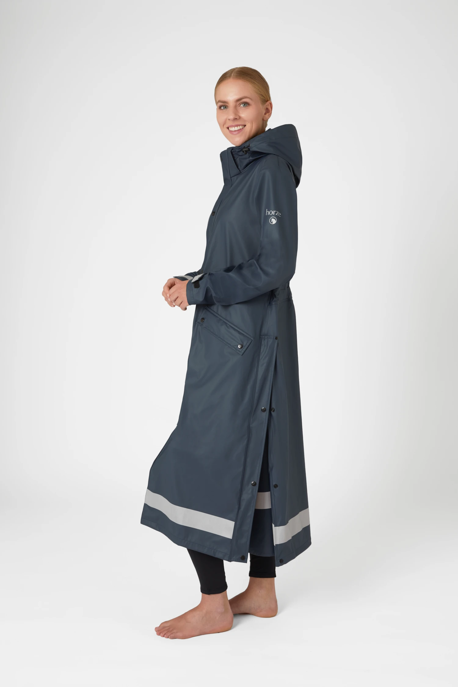 Horze Hazel Women's Long Raincoat With Slits 2 Horze Hazel Women's Long Raincoat With Slits - Image 2