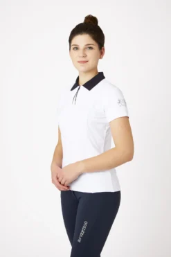 B Vertigo Claudine Women's Short Sleeve Polo Shirt -Equestrian Supplies 33532 wh vdb 02