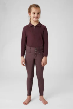 Horze Tiana Kids Polo Shirt With Long Sleeves -Equestrian Supplies 33576 RMBU 4