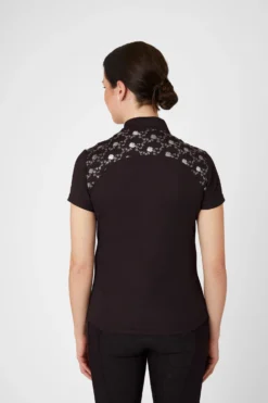 Horze Kaitlin Women's Training/Show Shirt With Short Sleeves And Flower Detail -Equestrian Supplies 33585 AFBR 4