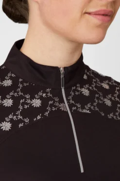 Horze Kaitlin Women's Training/Show Shirt With Short Sleeves And Flower Detail -Equestrian Supplies 33585 AFBR 6