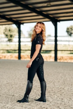 Horze Kaitlin Women's Training/Show Shirt With Short Sleeves And Flower Detail -Equestrian Supplies 33585 AFBR 8