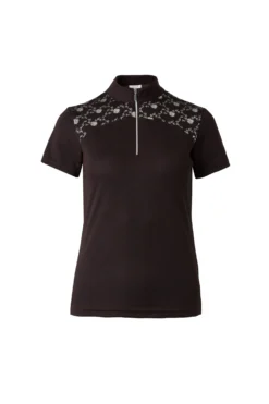 Horze Kaitlin Women's Training/Show Shirt With Short Sleeves And Flower Detail