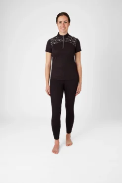 Horze Kaitlin Women's Training/Show Shirt With Short Sleeves And Flower Detail -Equestrian Supplies 33585 afbr 03