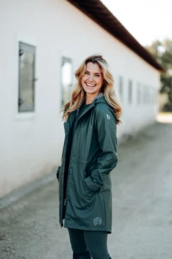 Horze Dania Women's PU Rain Coat With Jersey Lining -Equestrian Supplies 33607 CLGR 7