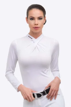 Cavalliera Rose Gold Chic Women's Long Sleeve Show Shirt -Equestrian Supplies 341025 WH 4