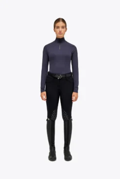 Cavalleria Toscana Mini CT Flock Print Women's Tech Wool Half Zip Turtleneck -Equestrian Supplies 341453 DB 1