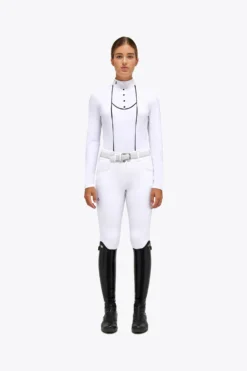 Cavalleria Toscana Tech Jersey Piqué Women's Longsleeve Competition Shirt -Equestrian Supplies 341455 WH 1