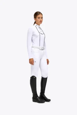 Cavalleria Toscana Tech Jersey Piqué Women's Longsleeve Competition Shirt -Equestrian Supplies 341455 WH 2