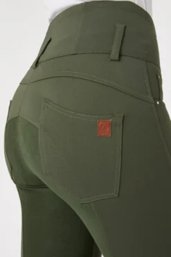 Horze Tara Women's High Waist Breeches With Leather Full Seat -Equestrian Supplies 36093 BKGR 6