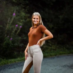 Horze Tara Women's High Waist Breeches With Leather Full Seat -Equestrian Supplies 36093 TFBE RBBR 4