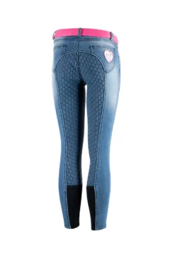 Horze Poppy Kids Denim Silicone Full Seat Breeches -Equestrian Supplies 36657 ldb 01