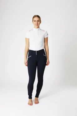 Horze Della High Waist Silicone Knee Patch Breeches With Piping For Woman -Equestrian Supplies 36691 VDB 3