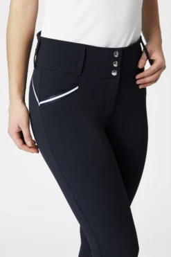 Horze Della High Waist Silicone Knee Patch Breeches With Piping For Woman -Equestrian Supplies 36691 VDB 5