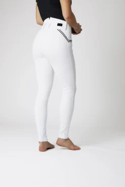 Horze Della High Waist Silicone Knee Patch Breeches With Piping For Woman -Equestrian Supplies 36691 WH 2
