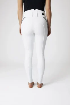 Horze Della High Waist Silicone Knee Patch Breeches With Piping For Woman -Equestrian Supplies 36691 WH 4