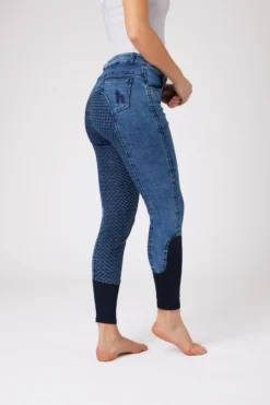 Horze Delia Women's Denim Silicone Full Seat Breeches -Equestrian Supplies 36697 LDB 2