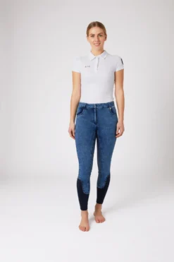 Horze Delia Women's Denim Silicone Full Seat Breeches -Equestrian Supplies 36697 LDB 3