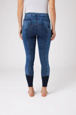 Horze Delia Women's Denim Silicone Full Seat Breeches -Equestrian Supplies 36697 LDB 4