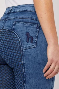 Horze Delia Women's Denim Silicone Full Seat Breeches -Equestrian Supplies 36697 LDB 6