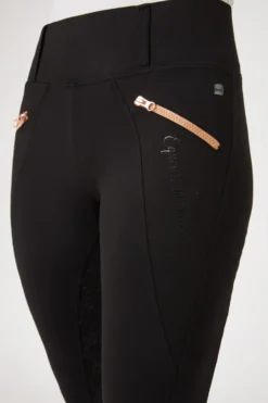 Horze Women's Full Seat Tights With Rosegold Zipper -Equestrian Supplies 36909 bl 05