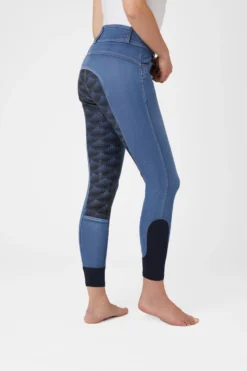 Horze Women's Leather & Silicone Full Seat Denim Breeches -Equestrian Supplies 36958 LDB 2