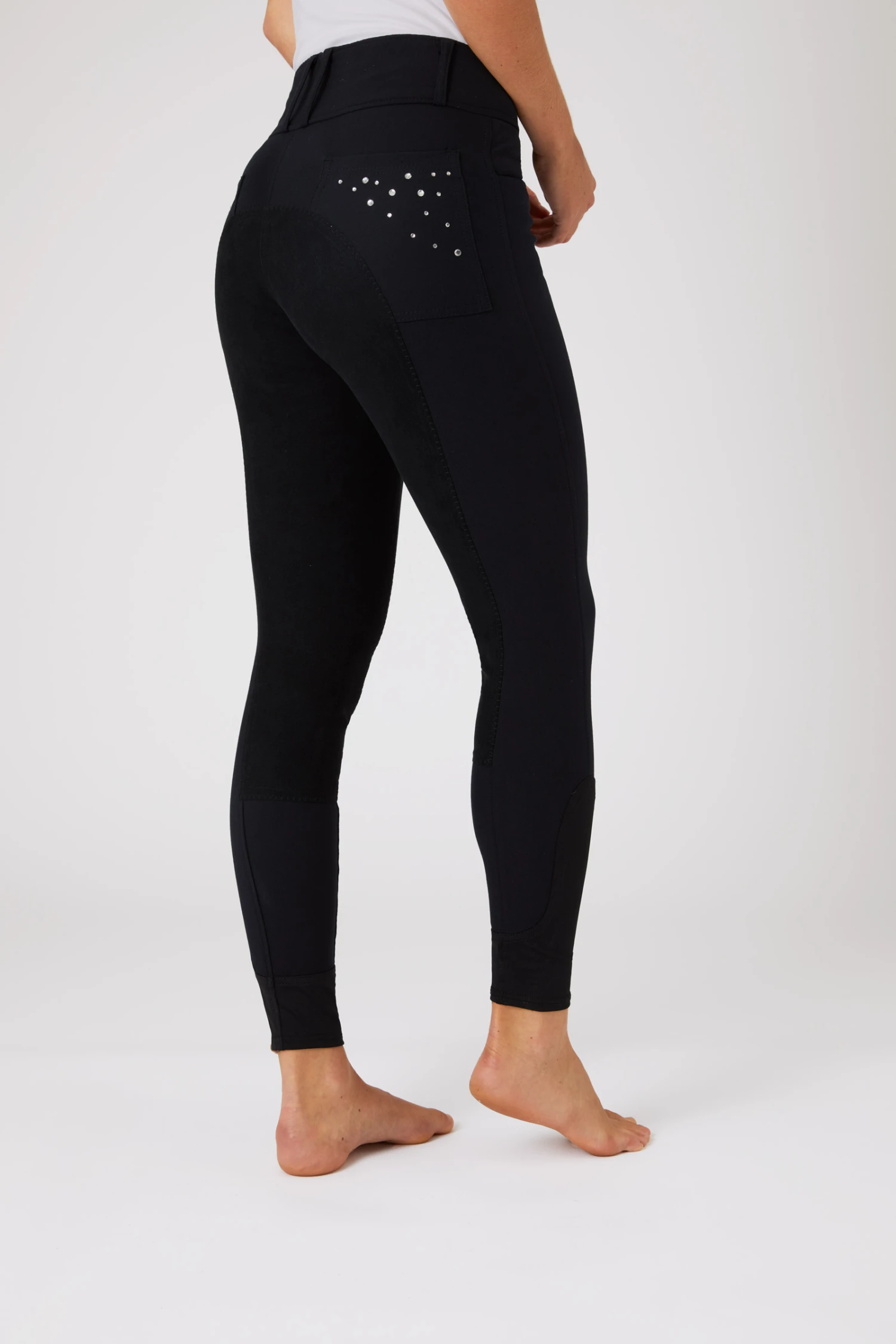 Horze Women's Leather Full Seat Breeches With Crystal Pockets 2 Horze Women's Leather Full Seat Breeches With Crystal Pockets - Image 2