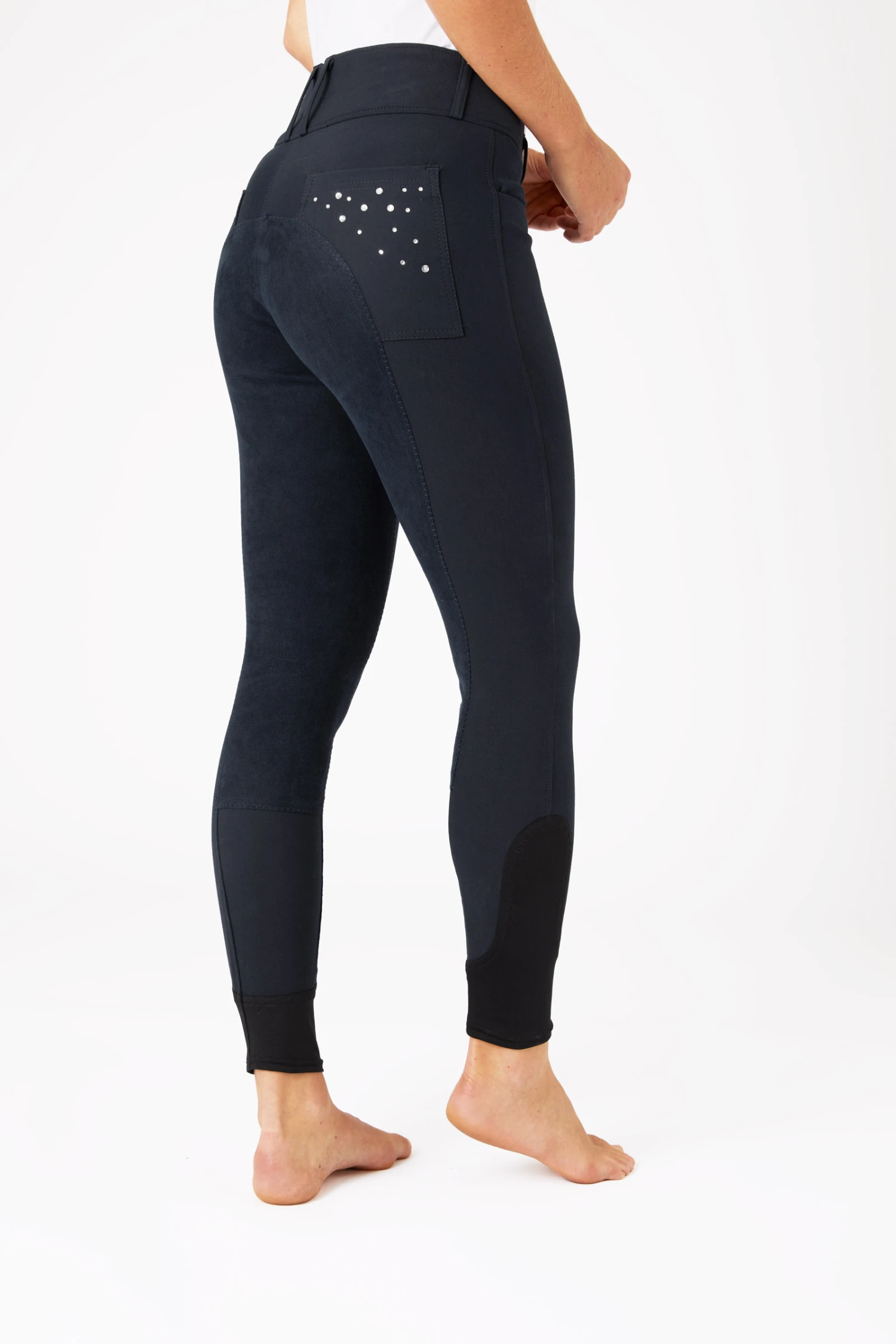 Horze Women's Leather Full Seat Breeches With Crystal Pockets 8 Horze Women's Leather Full Seat Breeches With Crystal Pockets - Image 8