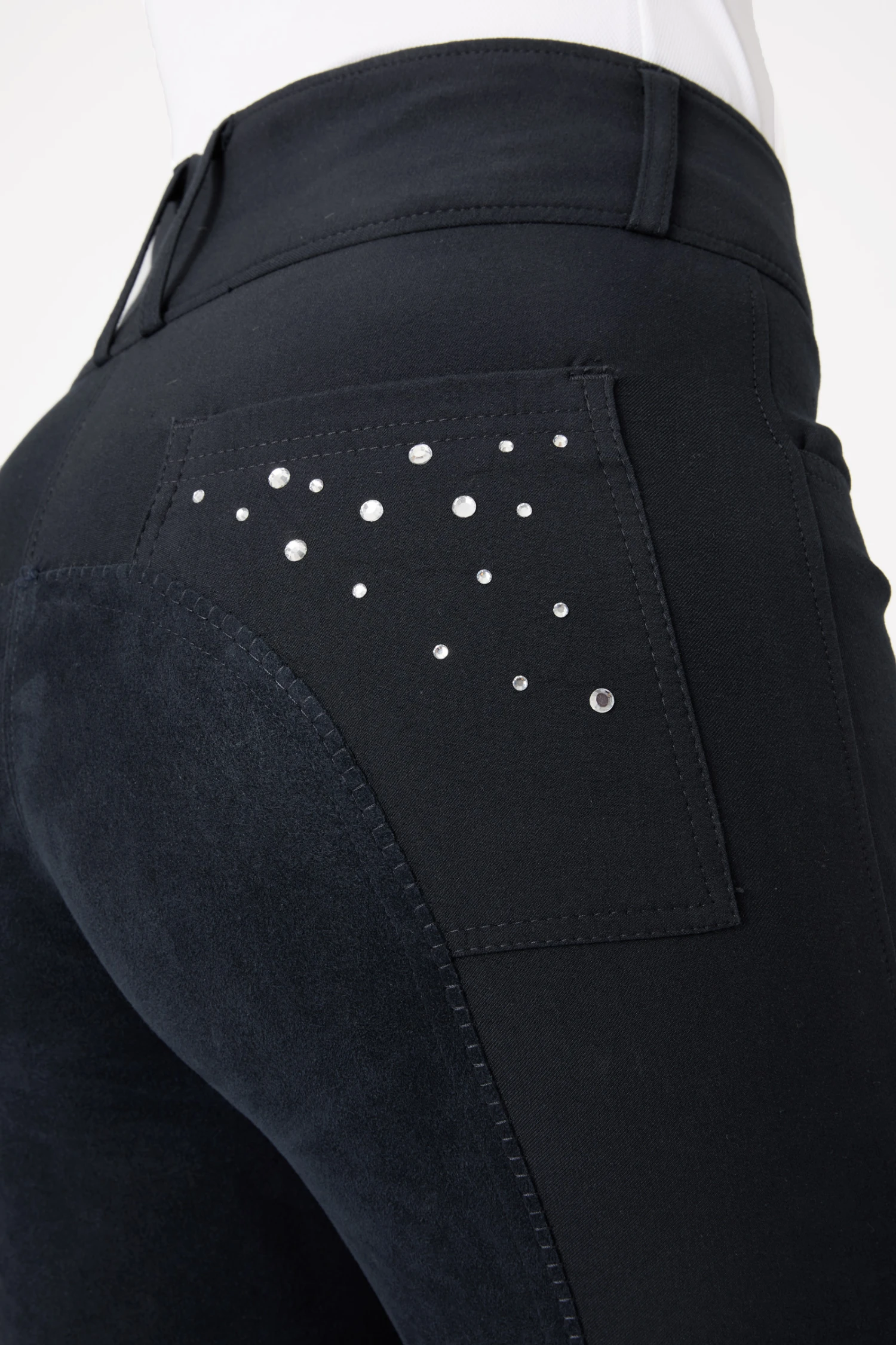 Horze Women's Leather Full Seat Breeches With Crystal Pockets 11 Horze Women's Leather Full Seat Breeches With Crystal Pockets - Image 11